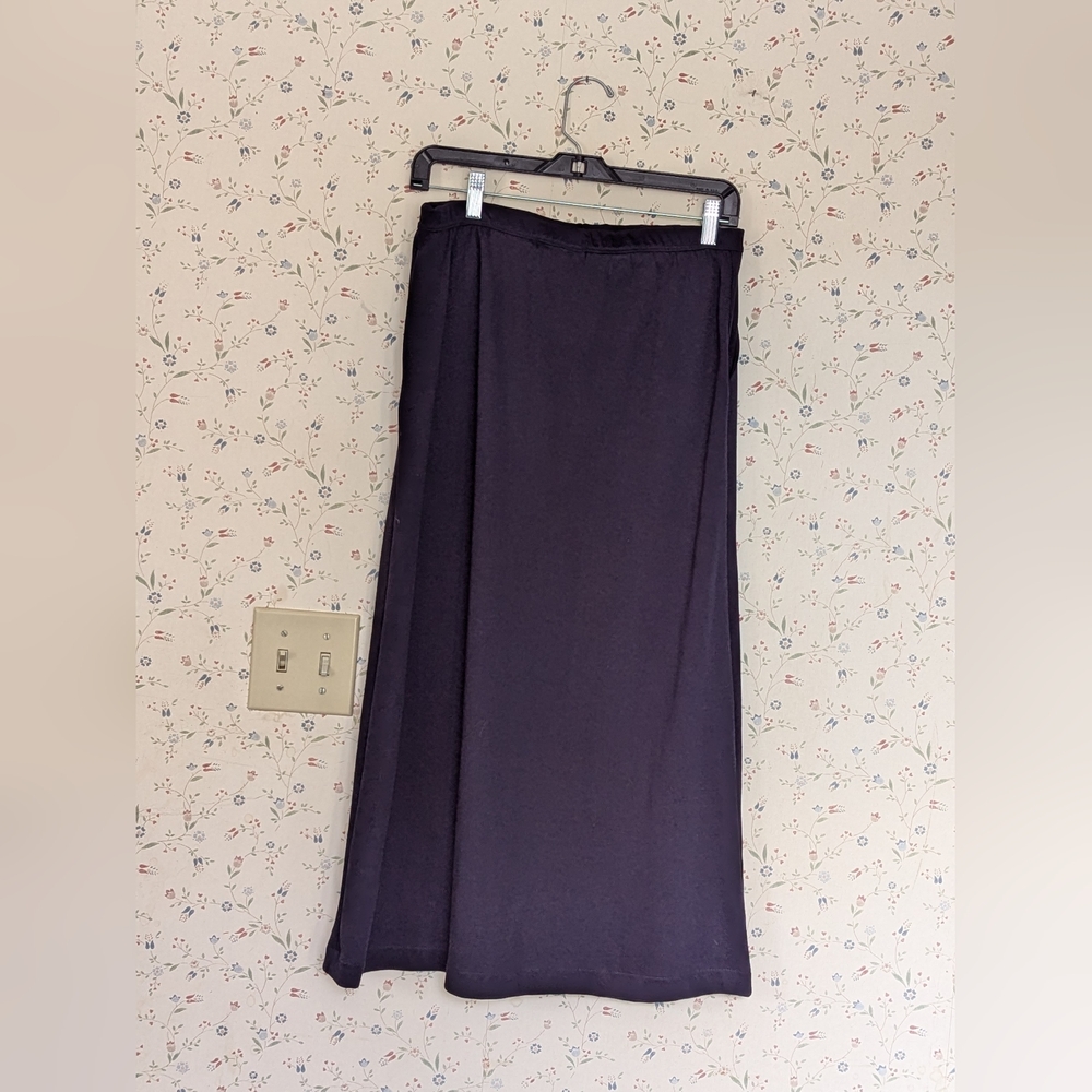 Lands' End Maxi Skirt SP Navy blue pockets Thick Cotton Versatile Basic Everyday